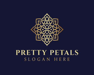 Golden Luxury Flower logo design