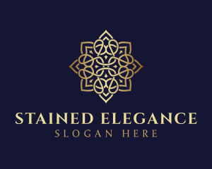 Golden Luxury Flower logo design