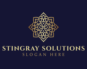 Golden Luxury Flower logo design