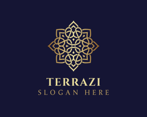 Golden Luxury Flower logo design