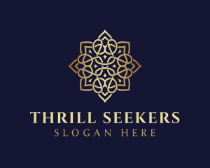 Golden Luxury Flower logo design