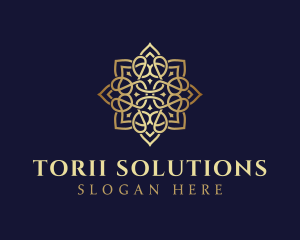 Golden Luxury Flower logo design