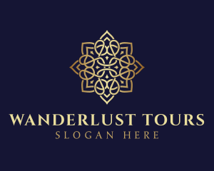 Golden Luxury Flower logo design