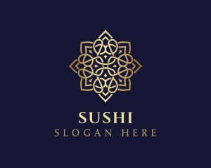 Golden Luxury Flower logo design