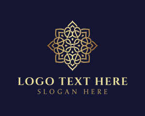 Golden Luxury Flower Logo