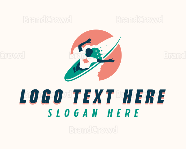 Sea Surfboard Surfer Logo