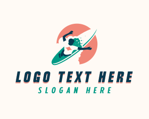 Sea Surfboard Surfer Logo