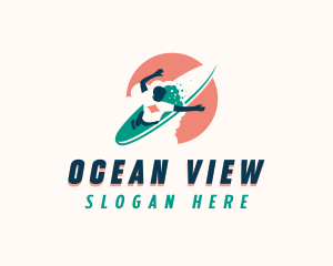 Sea Surfboard Surfer logo design