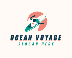 Sea Surfboard Surfer logo design