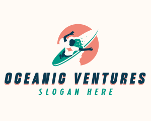 Sea Surfboard Surfer logo design