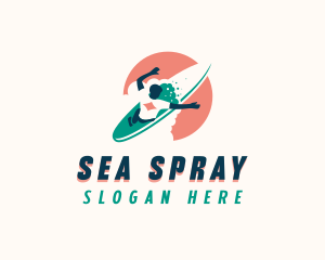 Sea Surfboard Surfer logo design