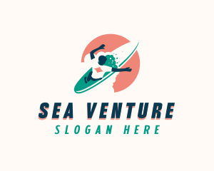 Sea Surfboard Surfer logo design