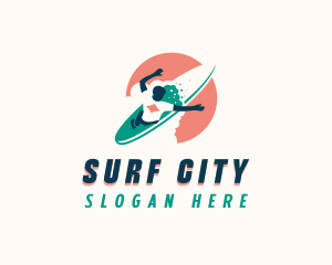 Sea Surfboard Surfer logo design