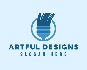 Blue Interior Design Paintbrush logo design