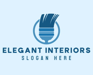 Blue Interior Design Paintbrush logo design