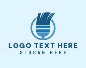 Blue Interior Design Paintbrush Logo