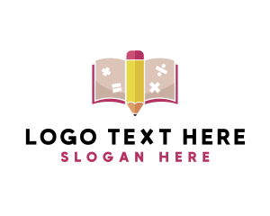 Library - Pencil Math Book logo design