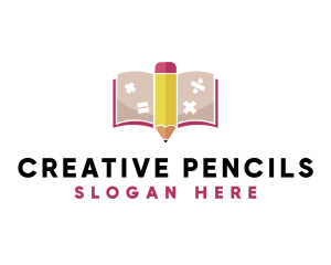 Pencil Math Book logo design