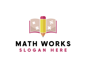 Pencil Math Book logo design