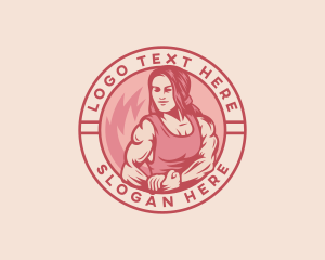 Muscular - Strong Woman Fitness logo design