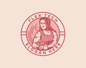 Flex - Strong Woman Fitness logo design