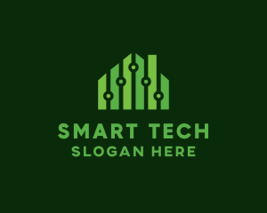 Smart - Circuit Smart Tech House logo design