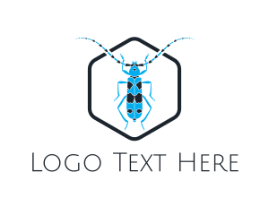 Red Insect - Blue Long Beetle logo design