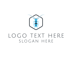 Red Insect - Blue Long Beetle logo design