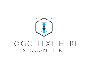 Insect - Blue Long Beetle logo design