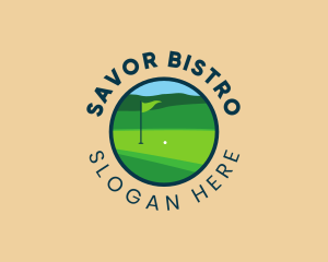 Golf Flag Badge Logo