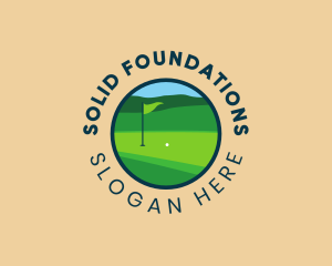 Golf Resort - Golf Flag Badge logo design