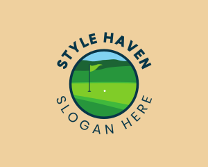 Golf Resort - Golf Flag Badge logo design
