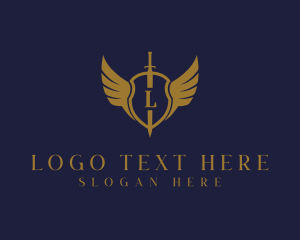 Sword - Royal Shield Wings logo design