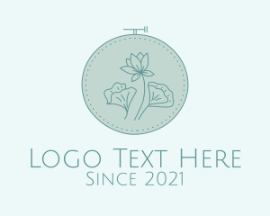 Handicraft - Blue Floral Embroidery logo design