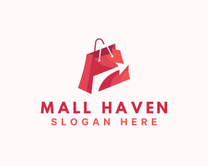 Online Shopping Bag Arrow logo design