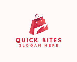 Online Shopping Bag Arrow logo design