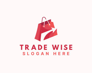 Online Shopping Bag Arrow logo design