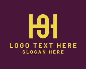 Yellow - Minimalist Outline Letter HO Business logo design