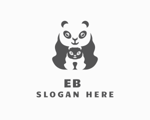 Lazy - Panda Bear & Cub logo design