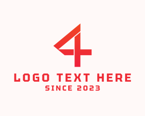 Numeral - Geometric Number 4 Company Firm logo design