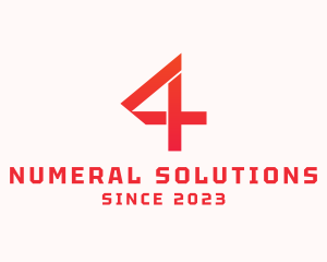 Numeral - Geometric Number 4 Company Firm logo design