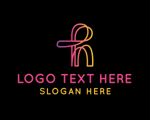 Colorful - Monoline  Cursive Letter H logo design