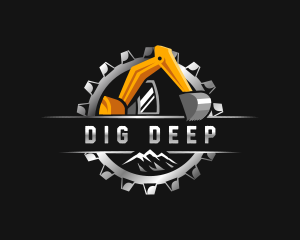 Excavator Mountain Cogwheel logo design