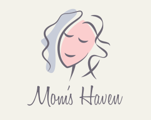 Mom - Brush Stroke Woman Portrait logo design