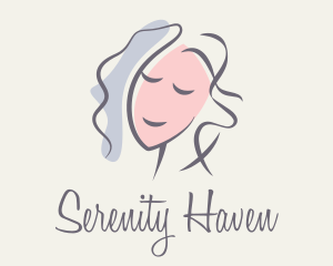 Peaceful - Brush Stroke Woman Portrait logo design