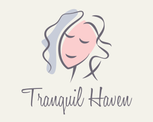 Peaceful - Brush Stroke Woman Portrait logo design