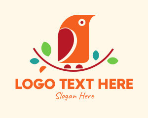 Tiny - Colorful Tree Branch Bird logo design