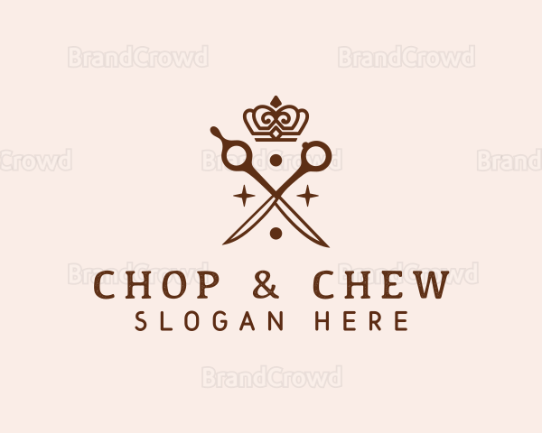 Crown Scissors Barber Logo