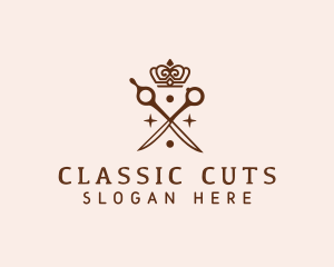 Barber - Crown Scissors Barber logo design