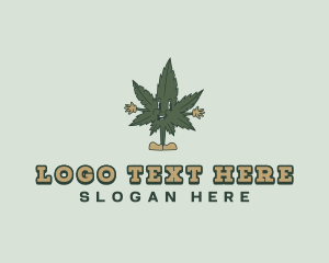 Hashish - Cartoon Cannabis Leaf logo design